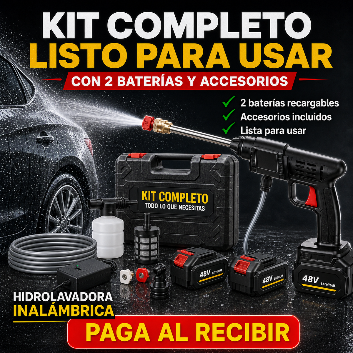 Hidrolavadora a Alta Presión Inalámbrica (2 BATERÍAS)